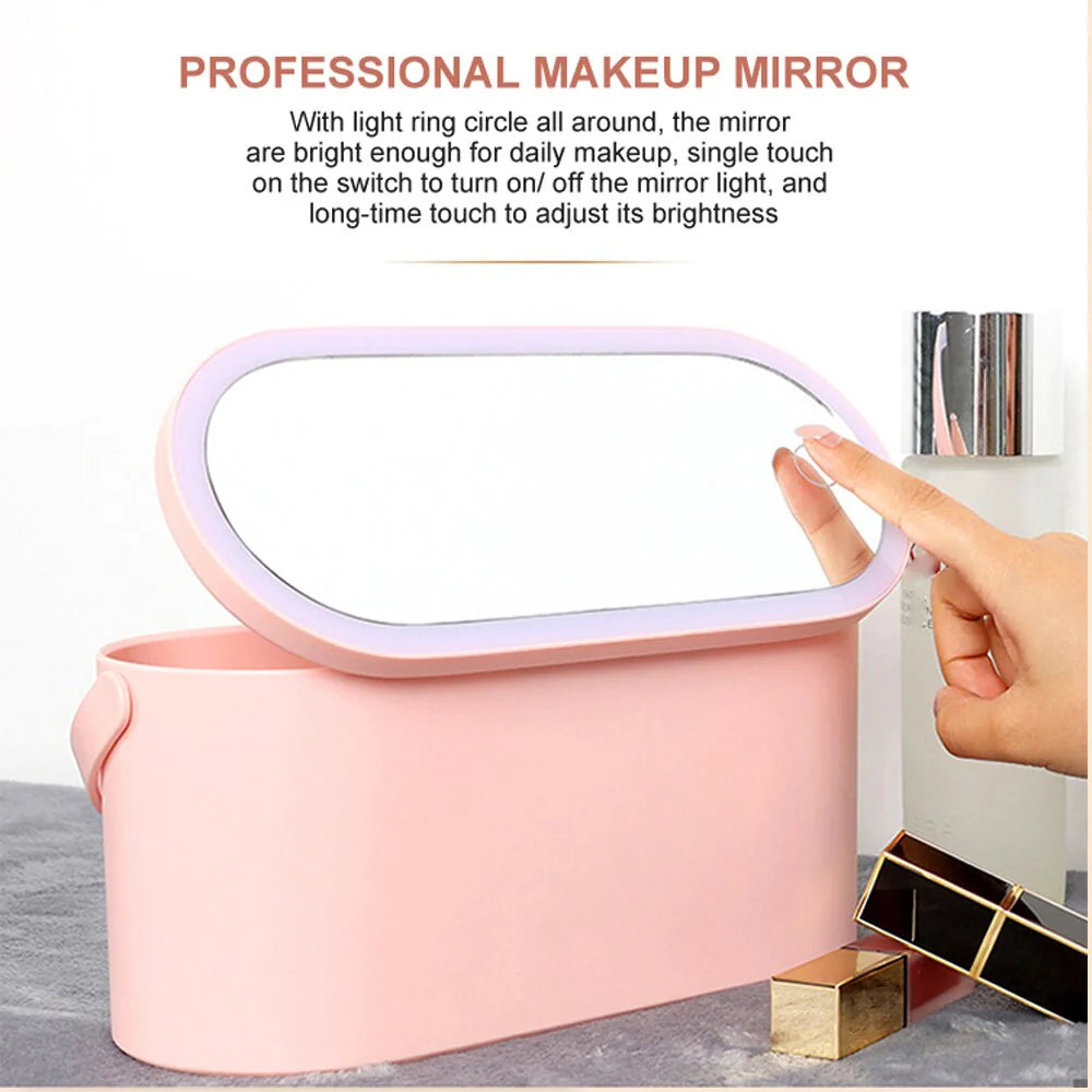 Botega Lighted Vanity Mirror With Makeup Storage Case