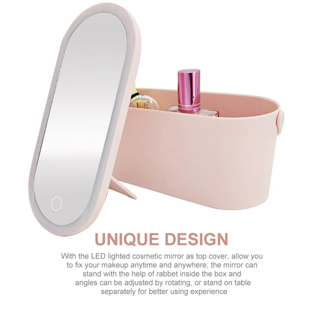 Botega Lighted Vanity Mirror With Makeup Storage Case