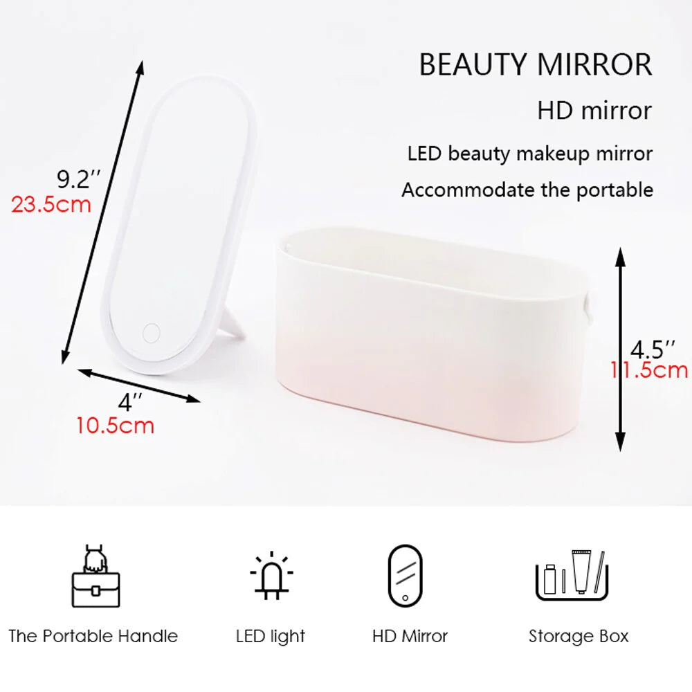Botega Lighted Vanity Mirror With Makeup Storage Case